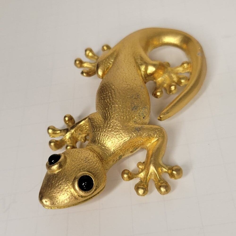 VintageVintage Gold Tone Gecko Lizard Brooch - Picture 2 of 12